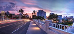 heading down highway at sunset in Naples, Florida