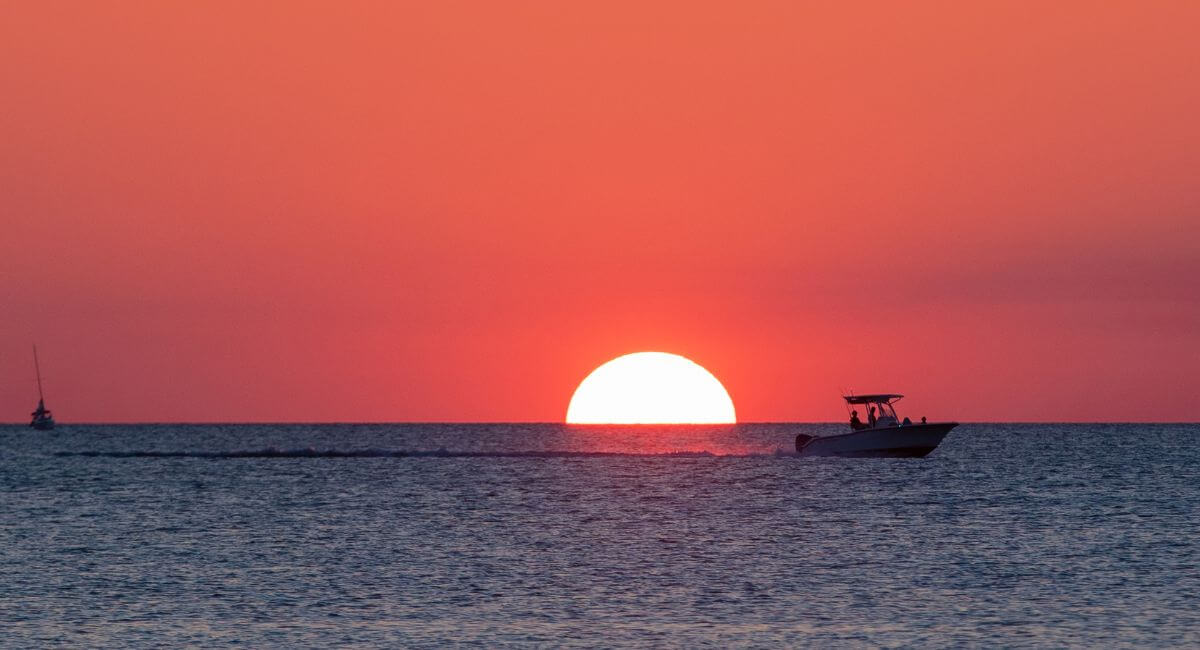 An orange sunset over Gulf of Mexico, Naples, Florida